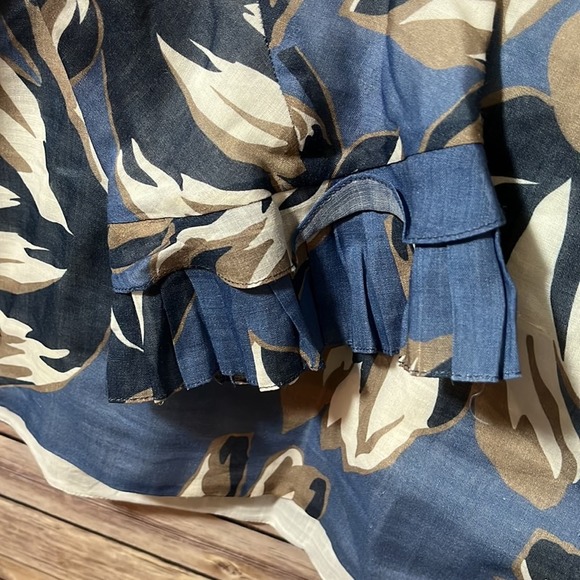 S MaxMara Blue Eleonor Ramie Floral blouse Size 12 - Picture 7 of 8